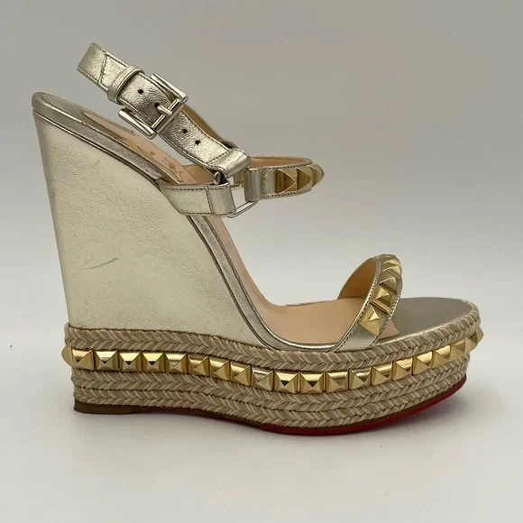 (SOLD) Christian Louboutin Cataclou 140 Nappa Silk Wedge's (1160975)- Size 40 EU - Picture 8 of 14